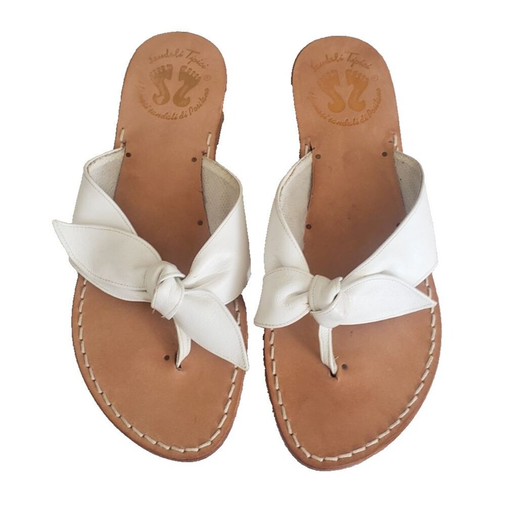 Sandali Tipici  White Leather  Sandals Women's Size 8  EU Size 39 Made in Italy